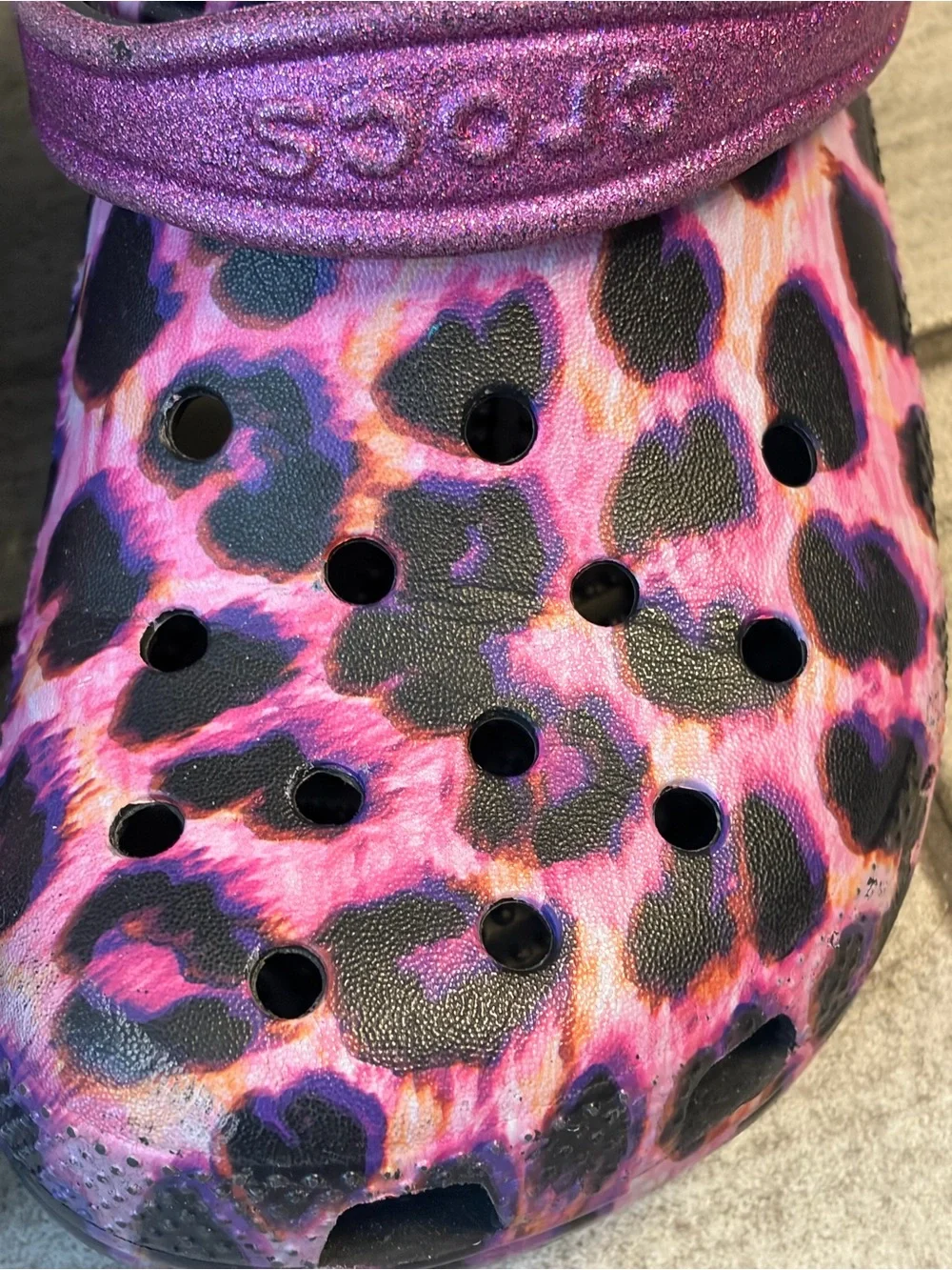 CROCS Kids Pink Leopard Clog Shoes